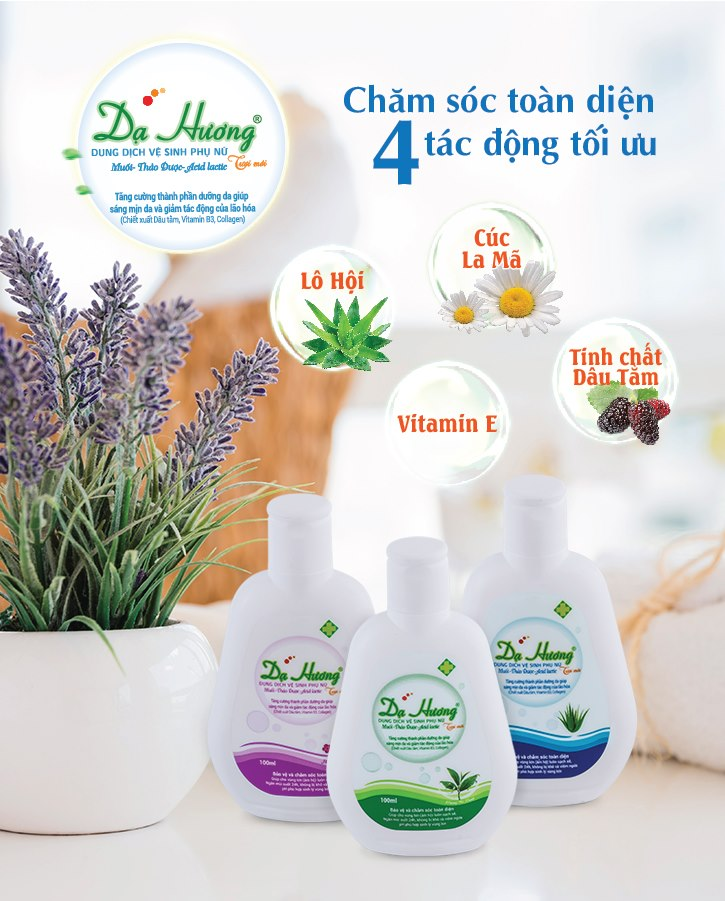 Dung dịch vệ sinh phụ nữ Dạ Hương – Làm sạch dịu nhẹ, khử mùi hiệu quả, phòng ngừa viêm ngứa, giữ da mềm mịn